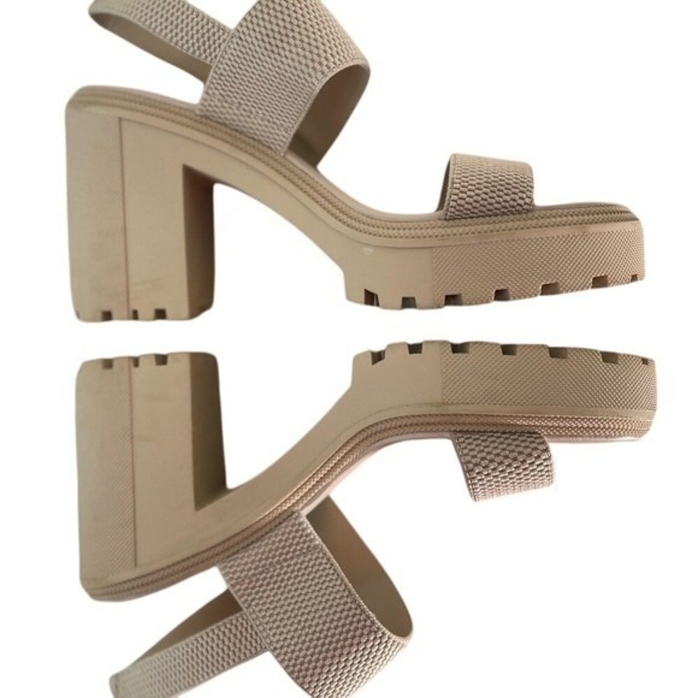 Steve Madden 90s Chunky Mod Neutral Platform Block Heel Dress Sandals Size 10 - Picture 5 of 8